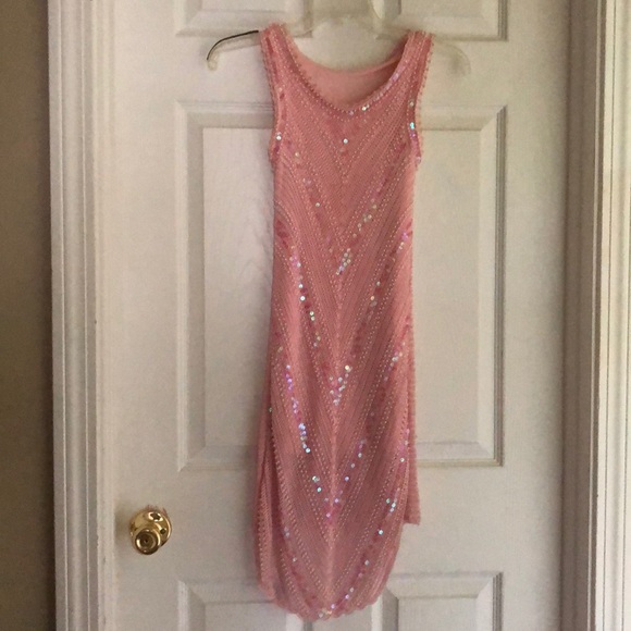 Pink pearl and sequin girls dress